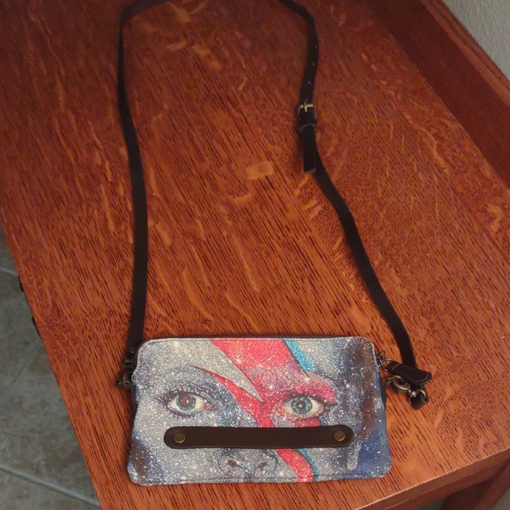 Stylish Black and Multicolor David Bowie Crossbody Bag